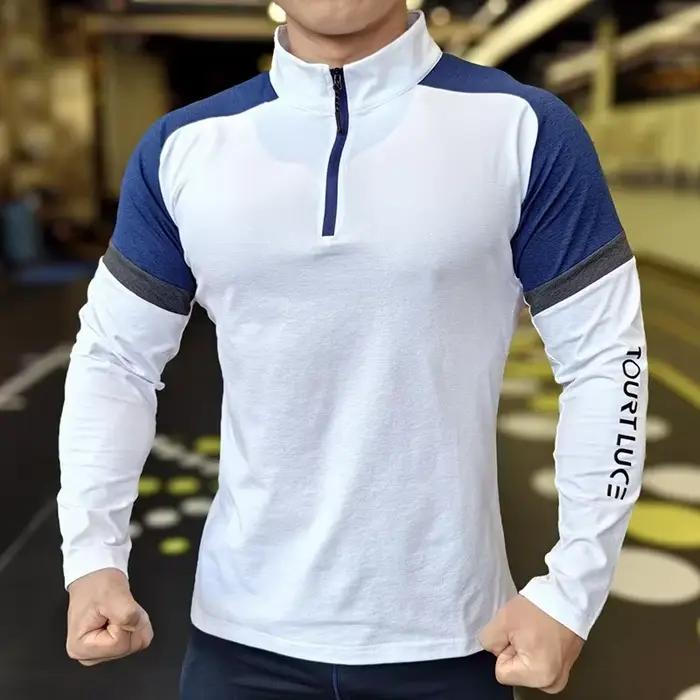 T-Shirt de course à Compression pour hommes, sweat-shirt élastique respirant, manches longues, hauts