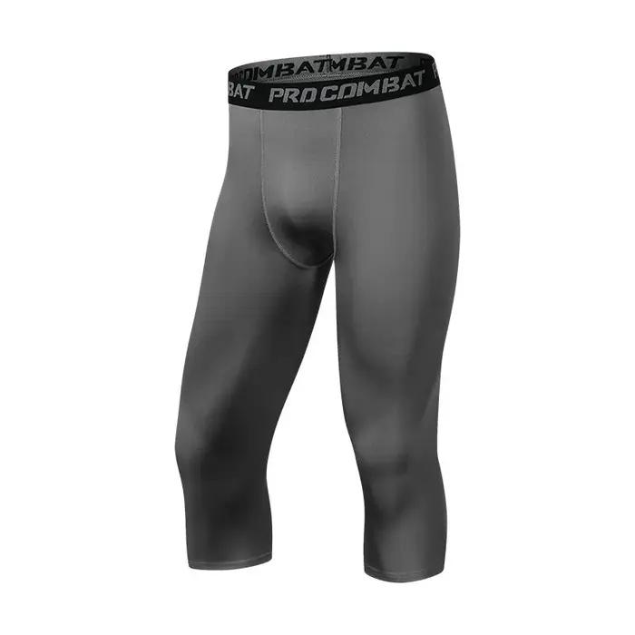 Short de compression 3/4 pour hommes fitness course à pied séchage rapide survêtement sport activités physiques entraînement en salle