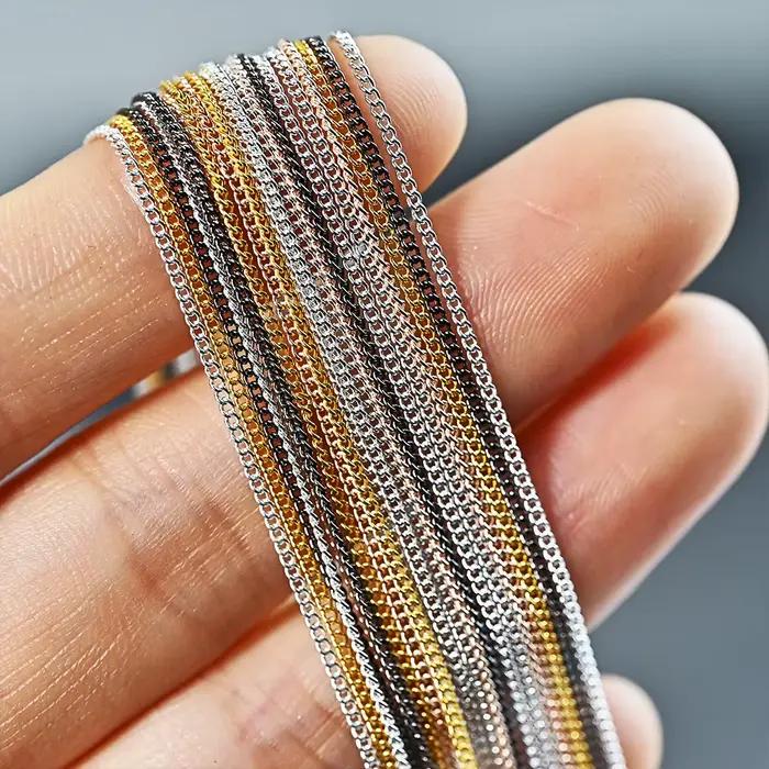 Chaîne métallique de 100CM pour Nail Art, strass, clous en alliage d'or/argent, chaînes de décoratio