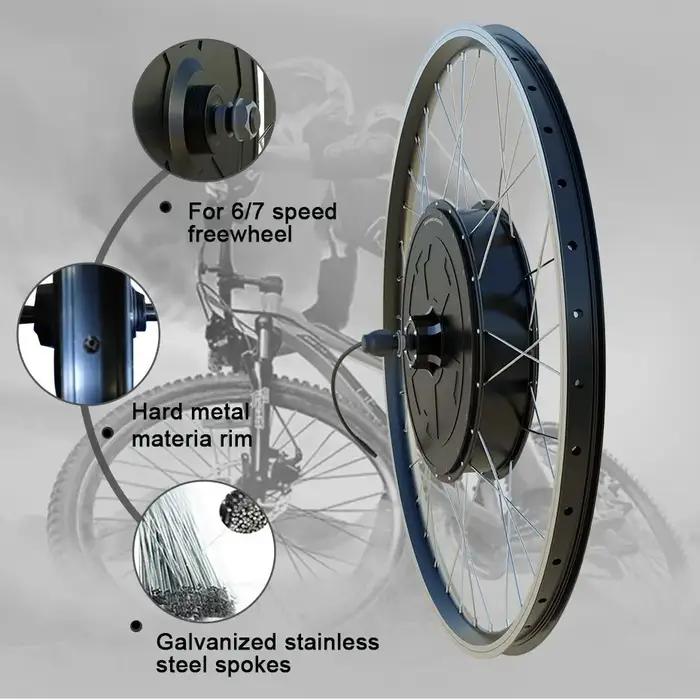 Moteur de moyeu de vélo électrique 36V 48V 250W 350W 500W 1500W 2000W 20 24 26 27.5 28 29 pouces 700C roue avant arrière pour cyclistes performances randonnées offrir cadeau