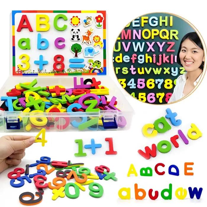 Ensemble de lettres magnétiques en mousse EVA, 24 à 76 pièces, pour apprendre l'orthographe et compt