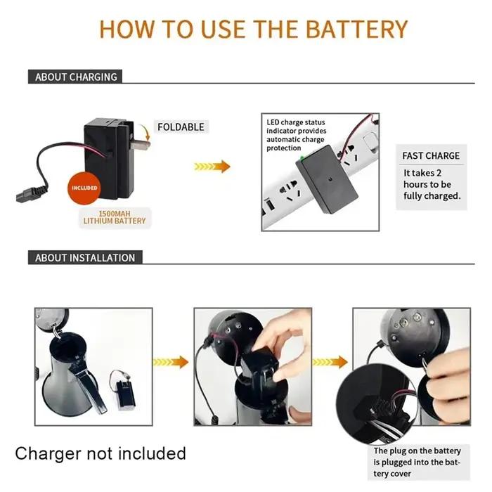 Haut-parleur mégaphone Portable, puissance 35 watts, Bullhorn PA avec Microphone portatif détachable