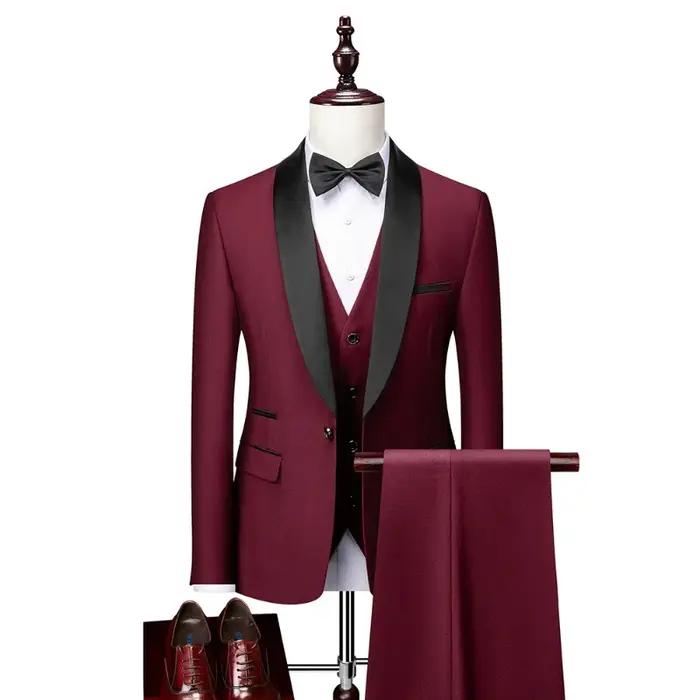 Costume 3 pièces pour homme, taille US, col à revers noir, veste, gilet et pantalon / Tenue de cérém
