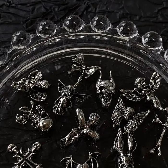 Breloques gothiques pour Nail Art, Style Punk, alliage d'argent Antique, accessoires de croix cathol