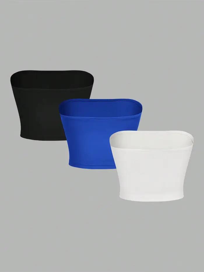 3 gilet sans bretelles pour femmes, haut court sans manches, bouche plate, nombril enveloppé sur la