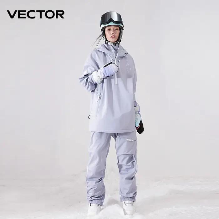 Veste de Ski de couleur unie pour hommes et femmes, pantalon de Ski chaud, coupe-vent, salopette d'h