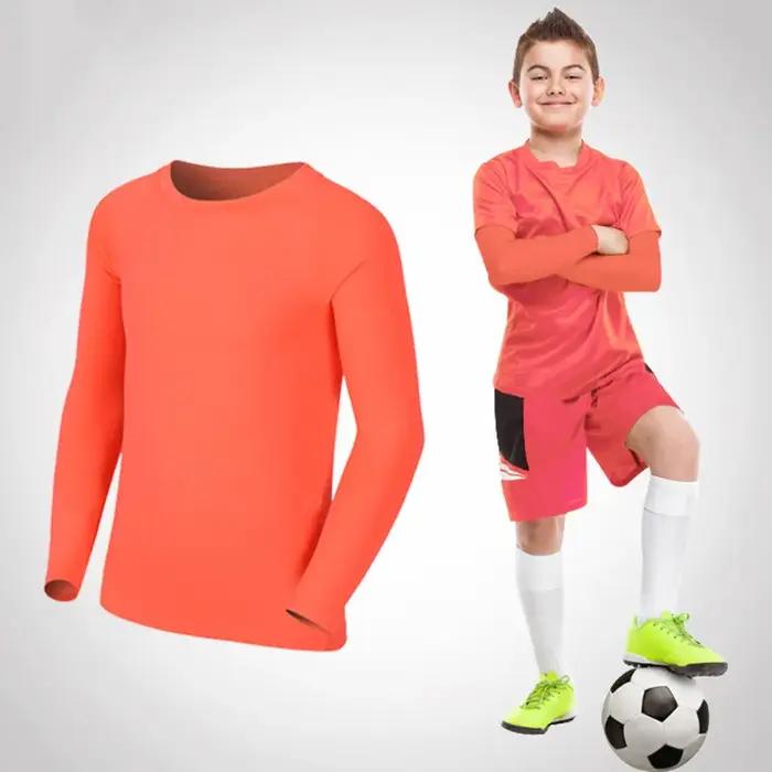 T-shirt de compression pour enfants longue durée modern design sportif course basket-ball football enfants garçon fille ajustement parfait matériaux respirants circulation sanguine améliorée récupération après effort