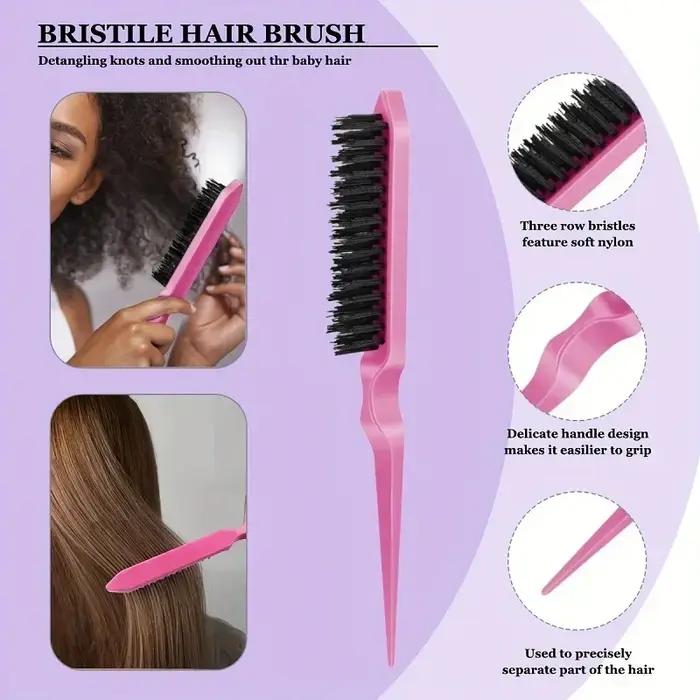 7 pièces/ensemble accessoires de beauté des cheveux poils queue de Rat bord peigne brosse à sourcils
