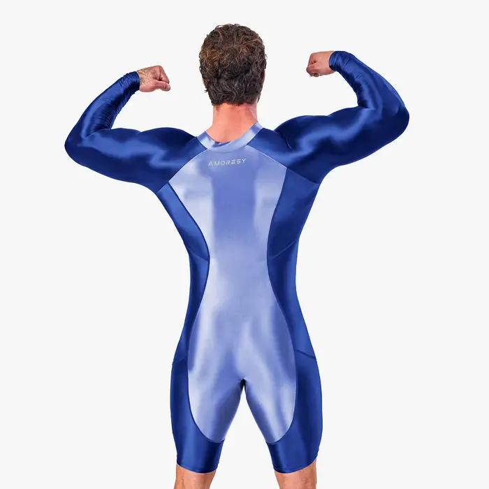 AMORESY série Atticus fermeture éclair sur le devant à manches longues Spandex sport serré couleur b