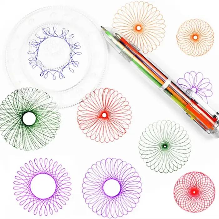 Règle de spirographe pour dessin, peinture à gratter, jouets, engrenages imbriqués, roues, peinture,