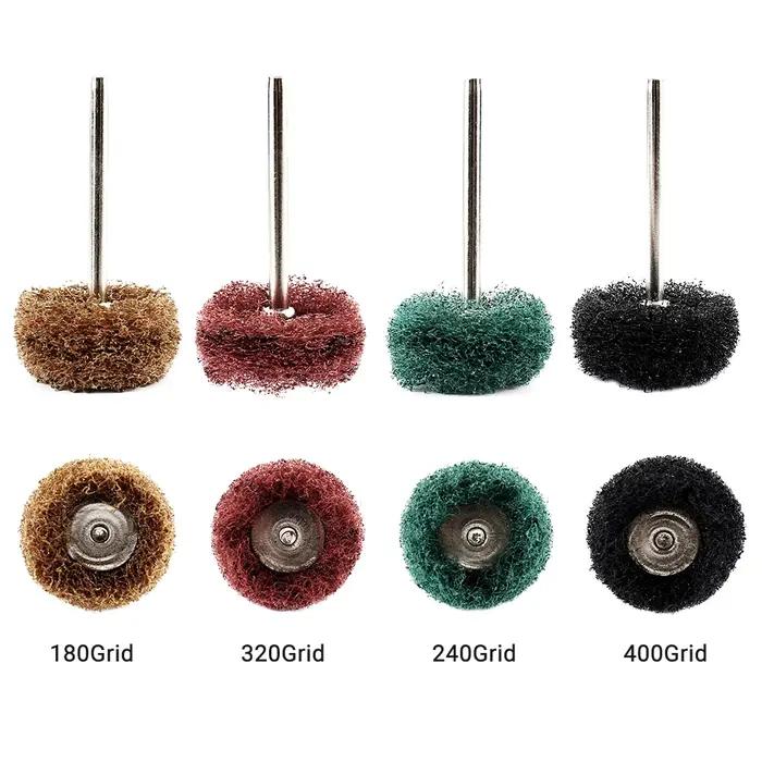 Mini perceuse brosse Abrasive en Nylon, roue de polissage, tête de ponçage, tige de 3mm, grain 180 à