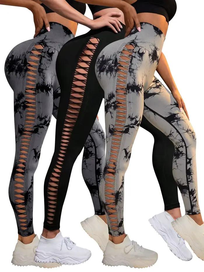 Leggings sans couture Tie Dye femme : yoga taille haute, effet fessier, maille latérale - confort absolu