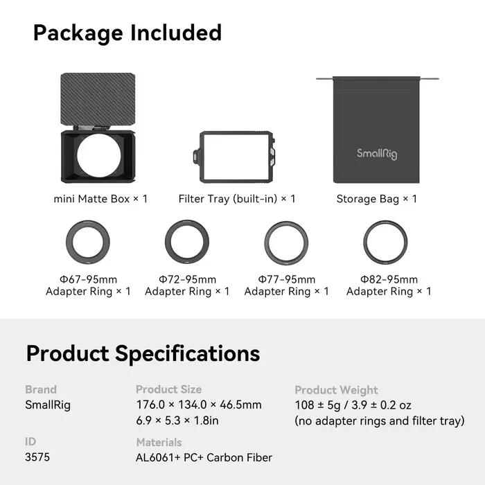 SmallRig Mini Matte Box Lite pour appareils photo reflex numériques et sans miroir empêche la lumièr