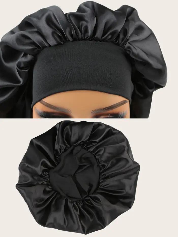 Bonnet de nuit unisexe en Satin soyeux, bandeau élastique, Extra Large, avec bande élastique de qual