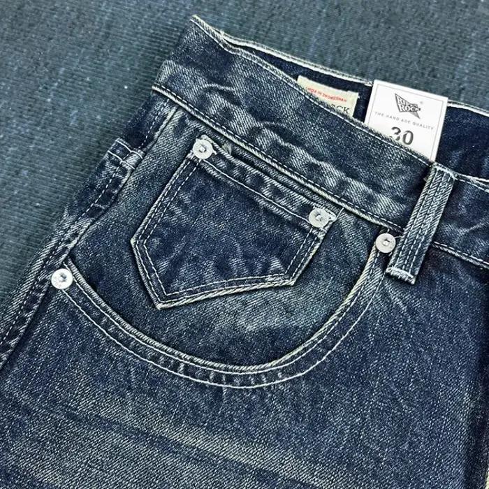 Jean lourd à jambes droites pour hommes, pantalon tendance américain rétro kaki, lavage bleu, vieux