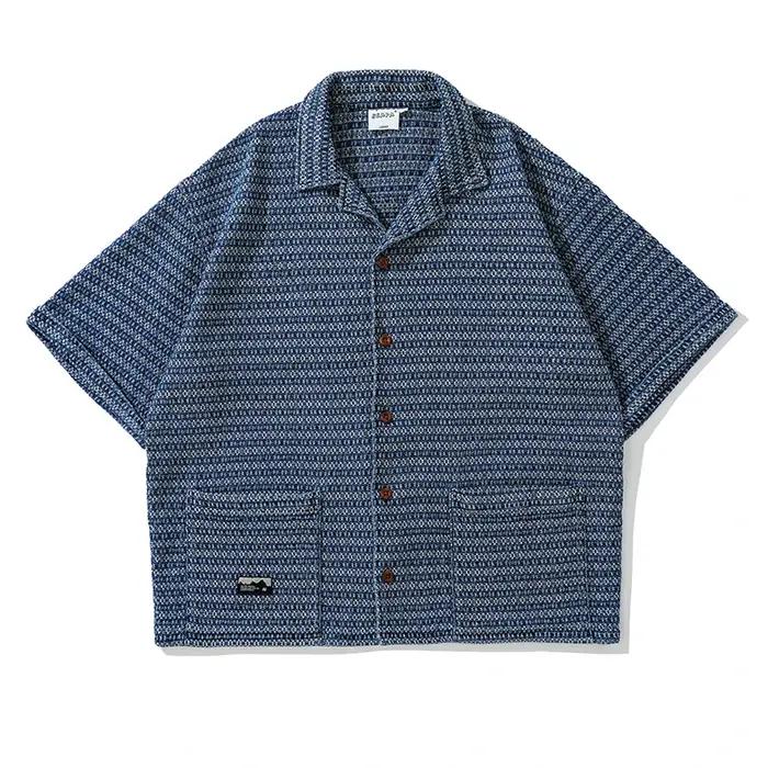 Chemises Vintage en Denim pour hommes, Streetwear, mode, ample, décontracté, à rayures, manches cour