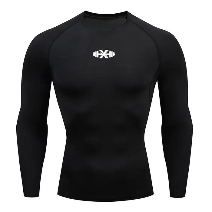 Hommes course Compression T-shirt manches longues Sport t-shirts Gym Fitness sweat mâle Jogging surv
