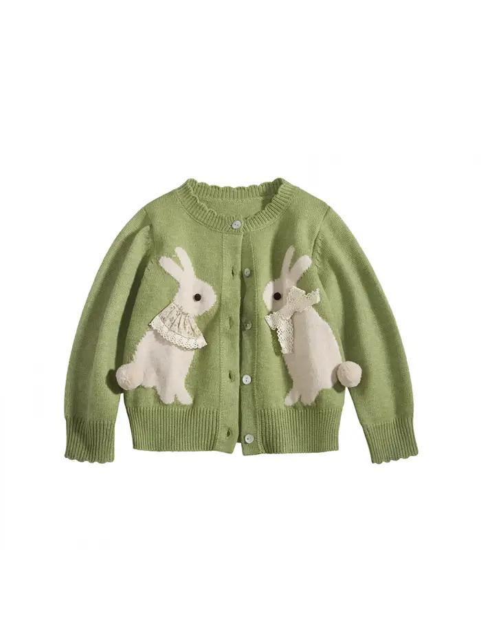 Veste Cardigan tricotée en Jacquard pour filles, vêtements d'automne pour enfants, Cardigan tricoté
