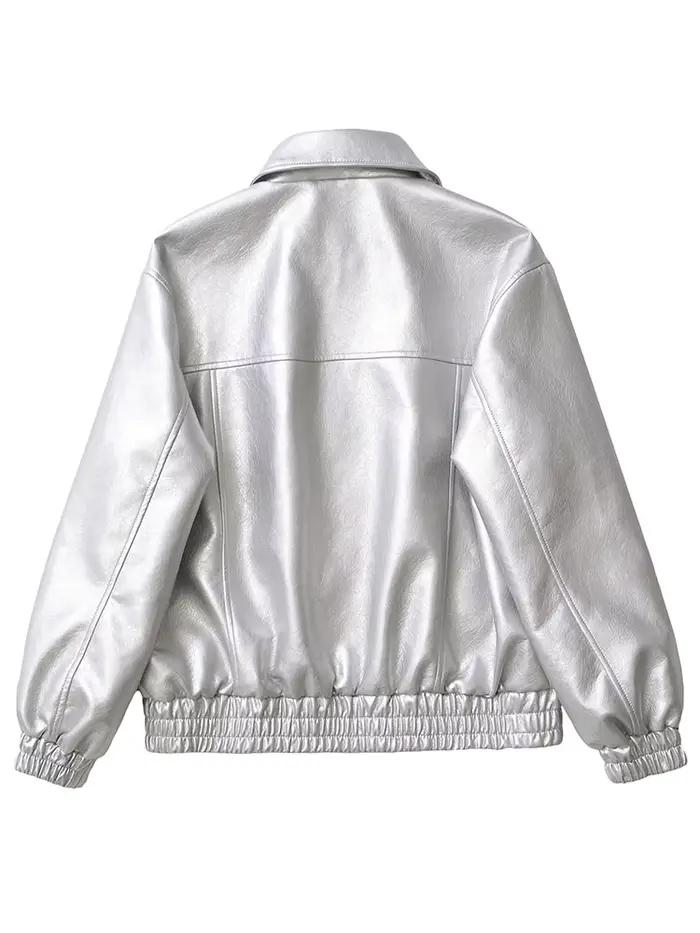 Ailegogo streetwear femmes Vintage Loose court pu faux cuir veste printemps automne femmes zip mante