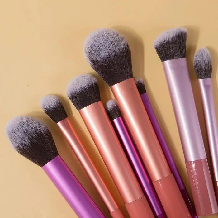 Kit de pinceaux de maquillage doux 8 pièces pinceaux de maquillage en cheveux synthétiques fond de t