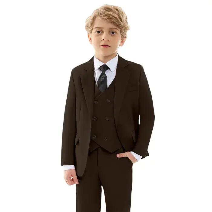 Ensemble Costume Marron Garçon Printemps Automne Nouveau Tenue Enfant Cérémonie Mariage Anniversaire