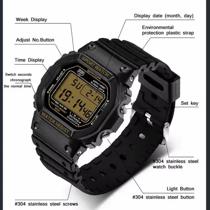 SANDA G Style LED montre numérique unisexe antichoc étanche montres de sport garçon fille chronomètr
