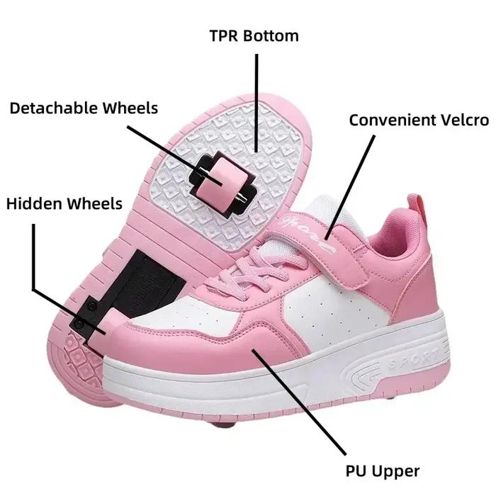 Chaussures de patins à roulettes de Sport pour enfants à deux roues en cuir ultra-léger pour enfants