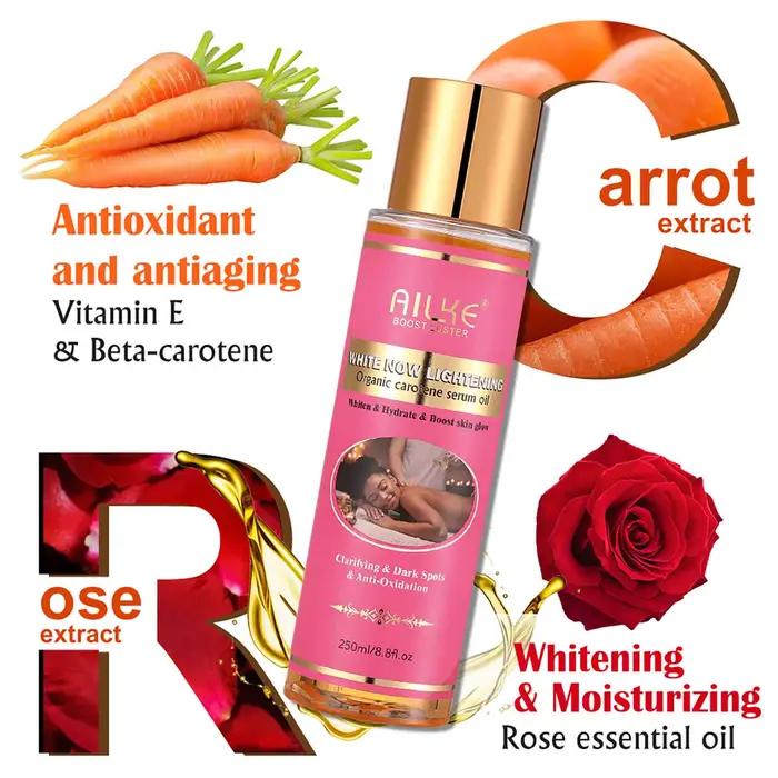 AILKE Sérum de carotène biologique huile corporelle éclaircissante, peau lisse, hydratant, avec vita