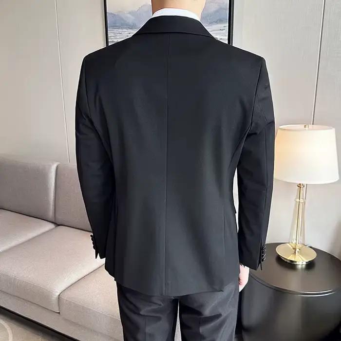 (Veste + gilet + pantalon) haut de gamme marque Boutique mode hommes décontracté affaires noir fumer