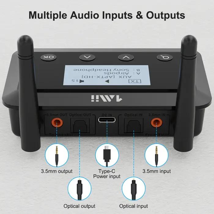 1Mii B03+ transmetteur récepteur Bluetooth 3.5, aptX LL HD, 5.0mm Aux Audio, adaptateur pour TV PC,