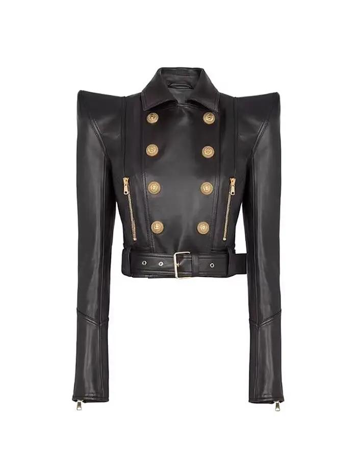 HIGH STREET Nouvelle Collection 2026 Veste de Créateur Femme à Épaules Dénudées, Double Boutonnage,