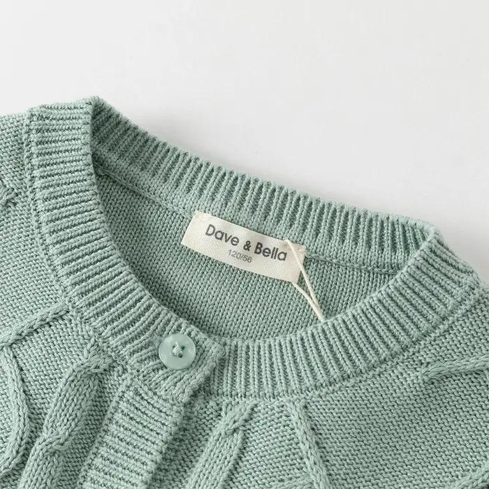 Dave Bella automne printemps Cardigan pull pour filles tricoté pull enfants bouton manteau d'extérie