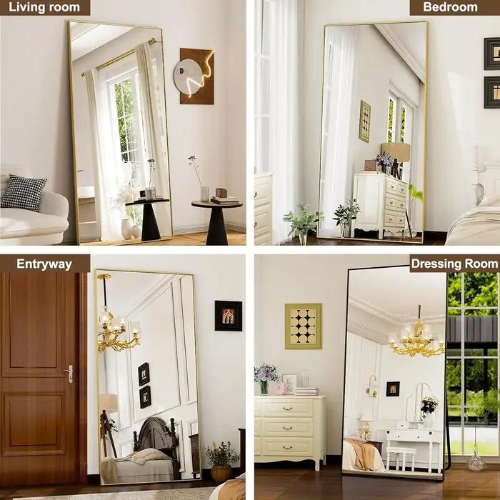 Miroir rectangulaire Extra Large suspendu ou incliné en alliage d'aluminium, cadre fin, Dressing au