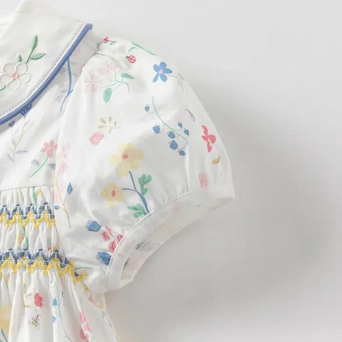 Dave Bella été filles bébé princesse robe charme élégant mignon imprimé fleuri enfants coton robe fê