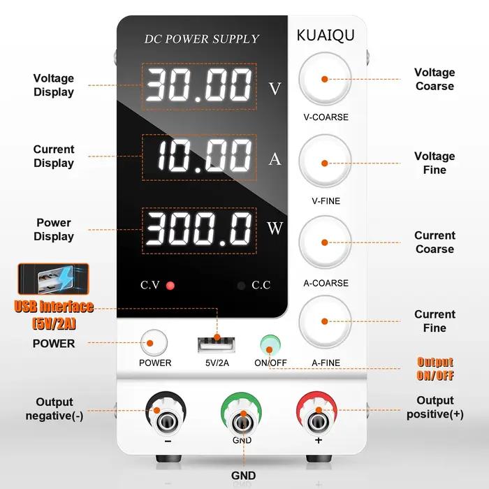 KUAIQU SPS-C3010 alimentation cc réglable 30V 10A 6A régulateur de tension marche/arrêt courant prér