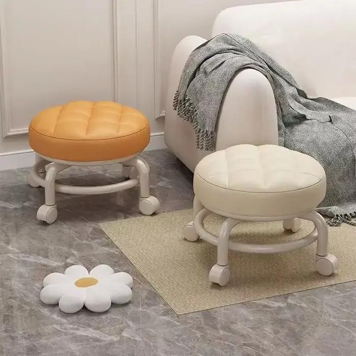 Petit tabouret à roue universelle, tabouret bas à poulie pour la maison, banc à roulettes, petit tab