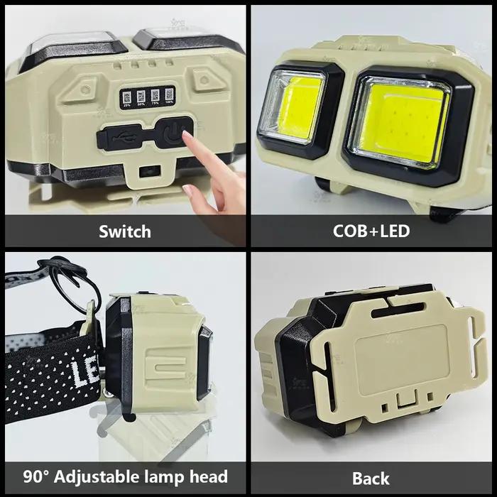 Lampe frontale ultralégère Super lumineuse 300000LM lumière rouge Vision nocturne pêche torche front