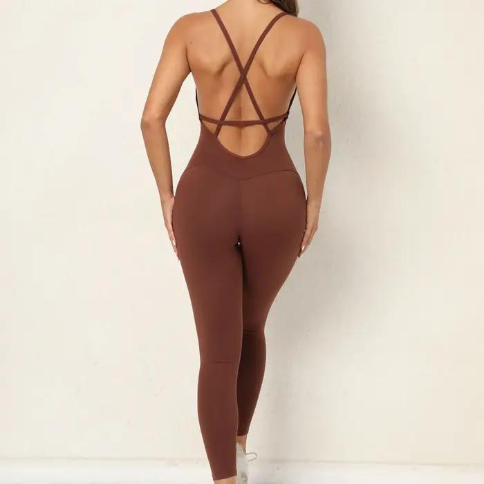 Body Fitness d'athlétisme pour femmes, combinaison femme, combinaison de Yoga une pièce dos nu, vête