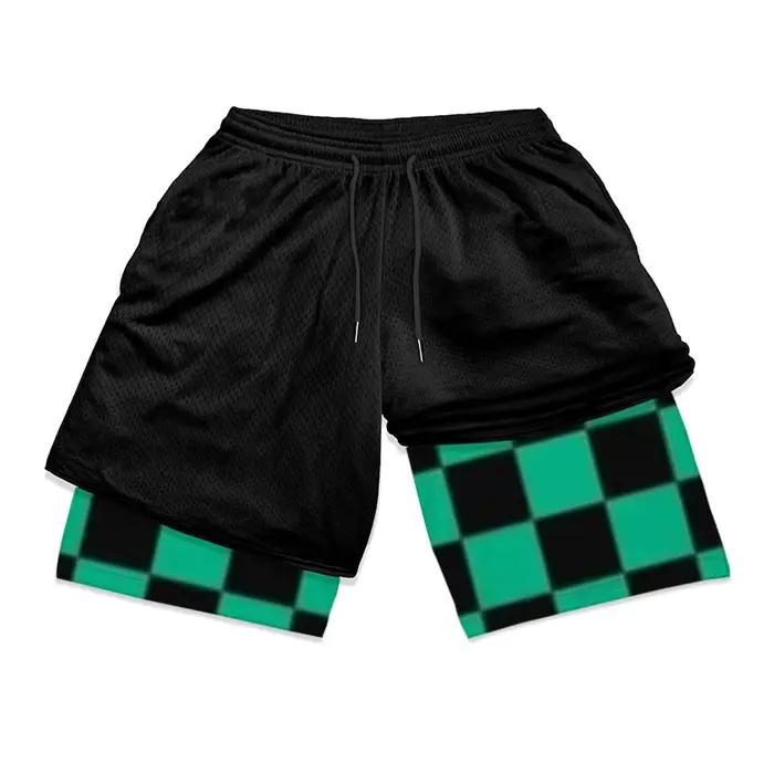 Short de sport athlétique 2 en 1 pour hommes, short élégant imprimé 3D avec poches, séchage rapide,