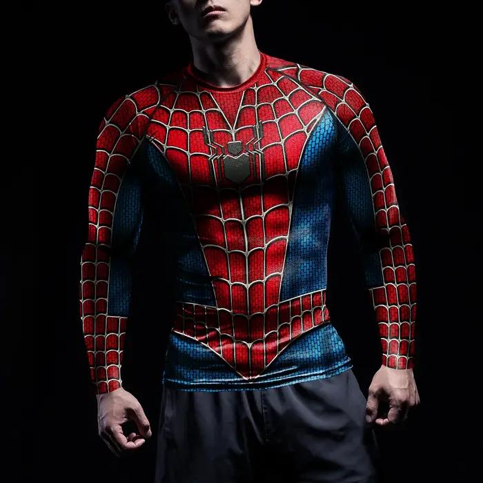 Chemises compression hommes NADANBAO protection éruptions cutanées cosplay super-héros motif araignée