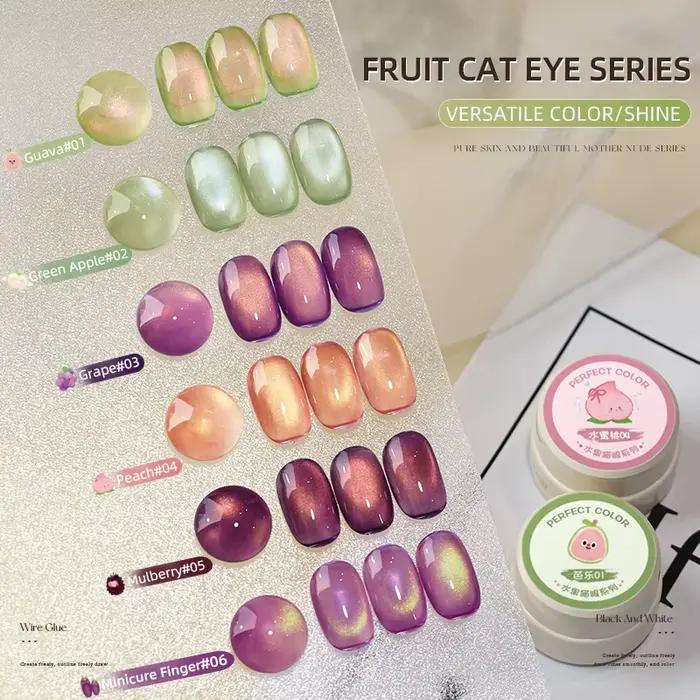 Vernis à ongles Gel œil de chat aux fruits, couleur parfaite, ensemble de vernis à ongles Ge à paill