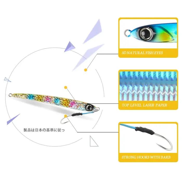 Works magiques gabarit en métal de mer faux appât 30g 45g 60g leurres articles de poisson d'eau salé