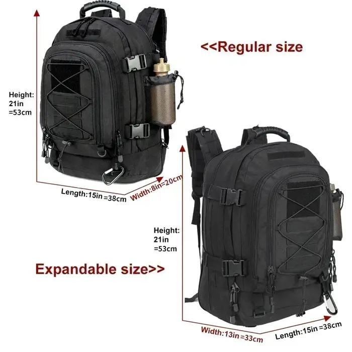 Sac à dos tactique Extra Large 60L pour hommes et femmes, résistant à l'eau en plein air, de randonn