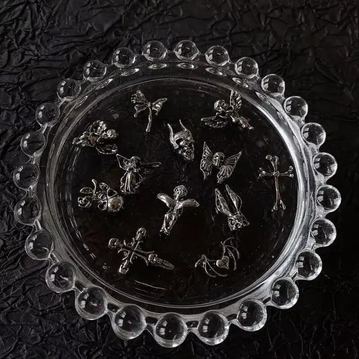 Breloques gothiques pour Nail Art, Style Punk, alliage d'argent Antique, accessoires de croix cathol