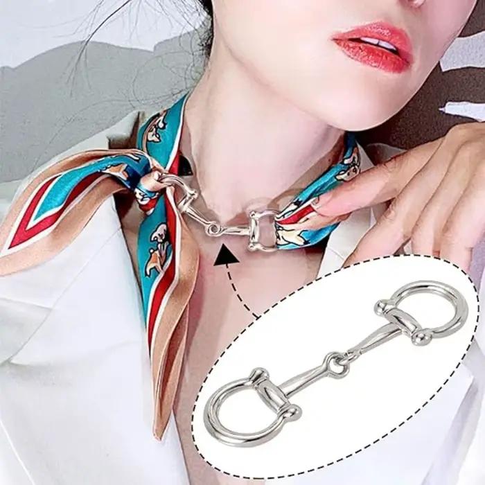 Boucle universelle pour écharpe en fer à cheval, 2 pièces, multi-usages, en métal, coins simples et