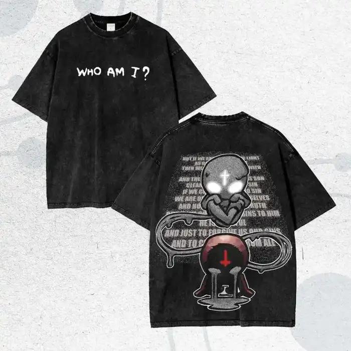 T-shirt délavé The Binding of Isaac, jeu d'horreur indépendant, vêtements de personnalité, adaptés à