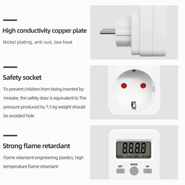 Wattmètre numérique 220V 110V AC, compteur de consommation d'électricité, compteur d'énergie, prise