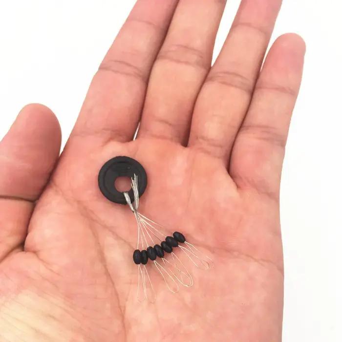 Bouchon de haricots Intégaux en caoutchouc noir de haute qualité, adapté à la ligne de pêche 2.5-5 #