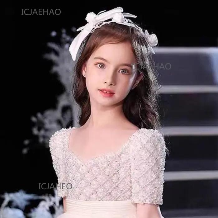 Robe de Soirée Florale et Perles pour Enfants 2026 – Tenue de Princesse pour Anniversaire, Demoisell