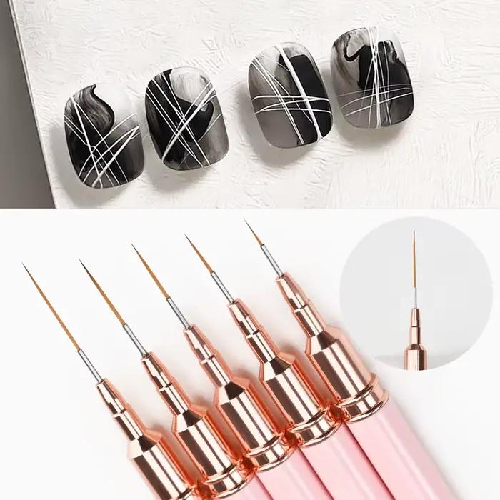 7/10/12/15/20m rose français Nail Art Liner peinture brosse 5 pièces/ensemble Ultra-mince lignes all
